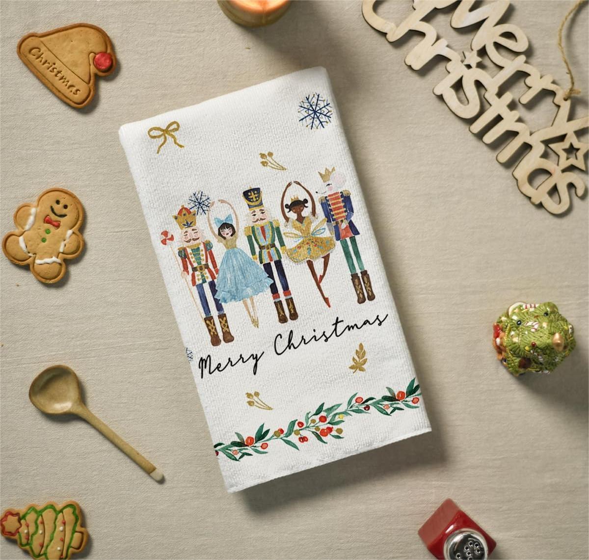 2枚セット、手描きくるみ割り人形クリスマスキッチンタオル、4 - Home Cooking Cookbook のレビューと価格