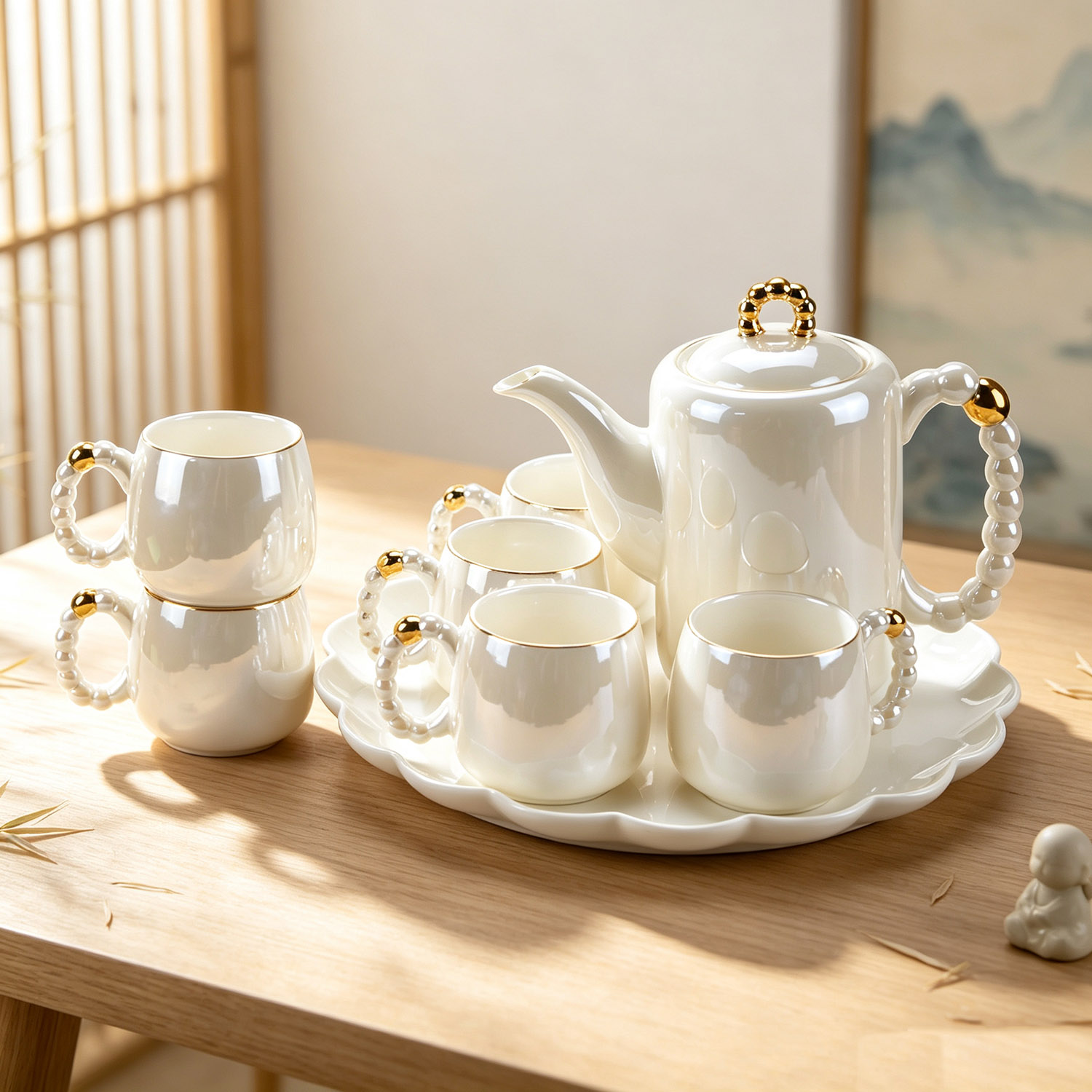 8点セット、770mlの小ぶりなパール柄の取っ手が付いた白い - Home Cooking Recipes のレビューと価格